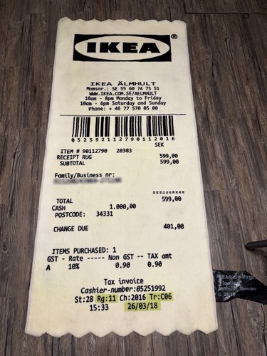 Tappeto ricevuta ikea - ikea, virgil
