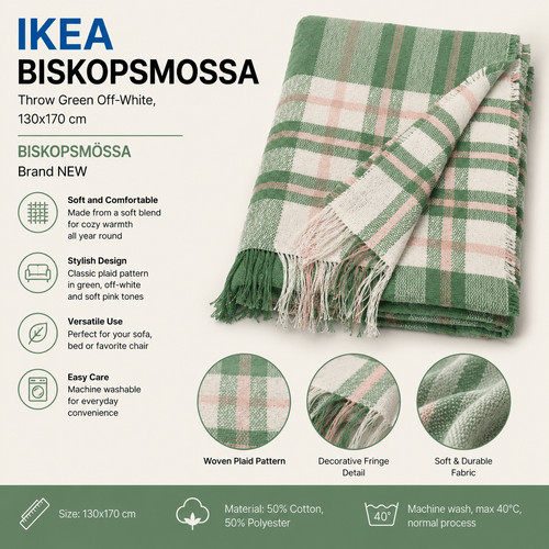 Ikea biscopsmossa throw green - ikea,